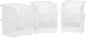 Akro-Mils 30210 AkroBins Plastic Storage Bins, Space-Saving Stackable Bins for Garage, Pantry, Craft Organization, 5″ x 4″ x 3″, Clear, 6-Pack
