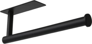 theaoo Paper Towel Holder – Under Cabinet Paper Towel Holder for Kitchen, Adhesive Paper Towel Roll Rack for Bathroom Towel, Wall Mounted Matte Black Paper Towel Rack, SUS304 Stainless Steel(1, Black)