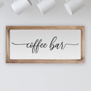 Coffee Bar Sign Decor 8×17 Inch, Coffee Sign Decor, Wooden Kitchen Wall Art