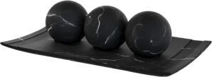 Creative Scents Black Marble Look Home Decor Bowl and Orb Set – Coffee Table Decor for Living Room – Centerpiece Table Decorations for Dining Table, Kitchen Counter, Foyer – Elegant House Decoration