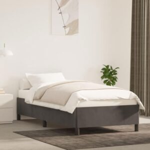 Bed Frame Dark Gray 39.4″x74.8″ Twin Velvet,Luxurious Velvet Bed Frame for a Restful Night’s Sleep in a TwinSized Bedroom Bedroom Furniture, Bedroom Accessories