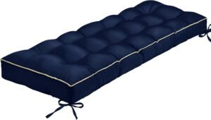 Outdoor Bench Cushion, Tufted Patio Seat Pad for Garden Bench, Porch Swing, Indoor/Outoor Furniture (Blue, 48X18X4 inch)