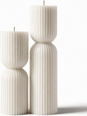 2PCS Hourglass Pillar Candles Set,Soy Wax Orchids Scented Pillar Candles,Cylindrical Tall Pillar Candle,Elegant Bubble Aesthetic Candle Housewarming Gift Home Room Shelf Decor Idea(White)