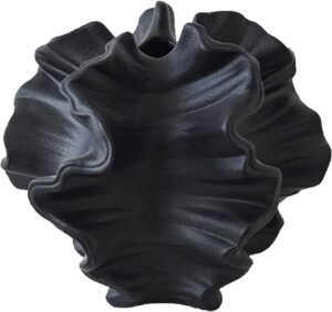 Modern Art Ceramic Coral Flower Vase Home and Office Decoration Sculpture Work Bohemian Decoration Coffee Table Office Bookshelf Living Room Decor (Black)