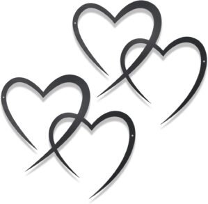 OYEFLY Infinity Heart Metal Wall Decor,Infinity Heart Wall Decor for Room Living,Wedding Decor (Black, style3 11.4 x 10.7in)