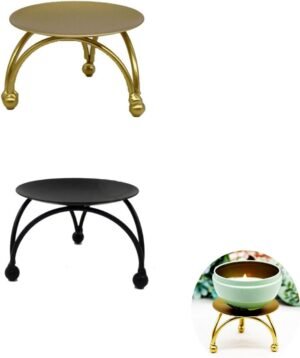 2 Pack Scented Candle Holder Aromatherapy Jar Candle Candle Iron Plate Stand for Home Scented Wick Candle Flickering Flameless Candle Battery Operated Outdoor LED Candles