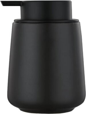 12Oz Black Soap Dispenser – Modern Ceramic Lotion Hand Soap Dispenser with Easy-to-Press Black Pump, Reusable and Refillable Liquid Dish Soap Dispensers for Bathroom & Kitchen