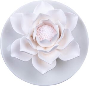 Essential Oil Passive Flower Diffuser -Lotus Flower Porcelain Aromatherapy Diffusers for Small Mini Room, Desk Decorative, Bathroom (Lotus)