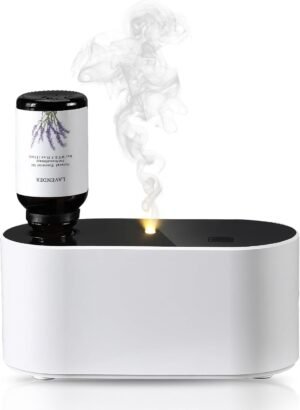 Lecdura Waterless Diffuser for Essential Oil, Battery Operated Scent Air Aromatherapy Diffuser, Mini Aroma Diffusers with 3 Intermittent Mist Modes, Cycle Start for 400-700 sq.ft Home Office Bedroom.