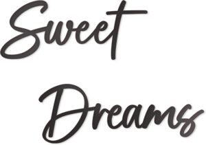 Vivegate Sweet Dreams Metal Sign Wall Art Decor – 35″X8″ Black Modern Sweet Dreams Farmhouse Signs for Hanging Above Bed Wall Decor for Bedroom