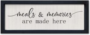 SRSZHIYUE Meals and Memories Are Made Here Wall Decor 16″x6″ for Rustic Kitchen Dining Room Sign Farmhouse Home Wooden Framed Hanging Art (Black)