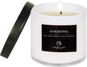 Premium Gardenia Scented Candle for Men & Women, Highly Scented, 7.1oz|45 Hour Long Lasting, All Natural Soy Candles, Home Decor, White Glass Jar Candle with Gift Box