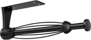 Paper Towel Holder Under Cabinet, Single Hand Operable Wall Mount with Damping Effect, Self-Adhesive or Drilled for Kitchen Bathroom, Black