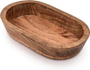 Decorative Bowl Mango Wood Hand Carved Home Decor for Dining Table Centerpiece Bowl for Table (10″ x 6″ x 2″)