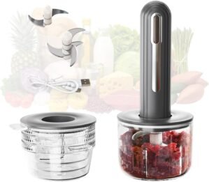 Electric Garlic Chopper, Mini Chopper Food Processor with 4 Cups & 2 Slicers, Electric Food Chopper for Baby Foods Kitchen,Mincing Pureeing Onion Garlic Chili & Spices
