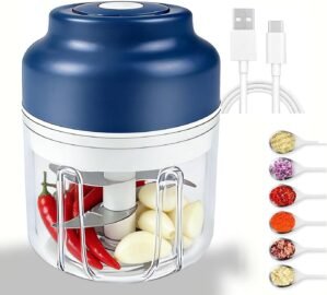 Kuars Gvni Wireless Electric Garlic Chopper, 320ml, 6-Blade High-Speed Chopping, USB Rechargeable, Mini Portable Kitchen Blender, Spice & Food Processor
