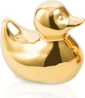 Home Decor Golden Ceramic Duck Figurines, Home Decor Animal Sculptures and Statues Handmade Artware Decor, Mini Duck
