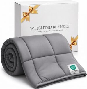 Smart Queen Weighted Blanket 15lbs (48”x72”,Grey) Twin Size Soft Cooling Heavy Blanket for Sleeping, Breathable All Season Comfort with Premium Glass Beads,Machine Washable