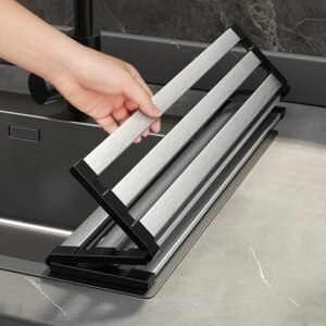 Roll Up Dish Drying Rack, Over Sink Stainless Steel Rack,Foldable Kitchen Sink Mat,Kitchen Sink Drain Rack Dish Storage Rack (19.69″ H x 12.8″ W)
