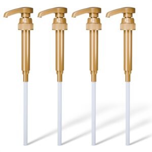 4 Pcs Coffee Syrup Pump Dispenser – Compatible with Torani and Skinny 25.4 oz (750ml) Glass Syrup Bottles – Coffee Bar Accessories, Dirty Soda Bar & Lemonade Stand Supplies | Precise 0.3oz Dispensing