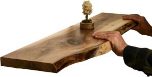 Rustic Live Edge Floating Shelves for Wall, Solid Wood Floating Shelf for Room Wall, Natural Wood Shelves for Bathroom, Floating Real Walnut Wood Shelf (24” x 6”)