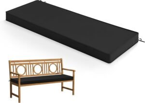 Summsun Outdoor Bench Cushion: Waterproof and Fade Resistant Patio Furniture Cushions – Non-Slip Bench Pad Cushion with Removable Cover for Garden Swing Porch Sofa Settee, 48 x 18 x 3 Inch, Black