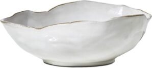 Serene Spaces Living Medium Free-Form Edge Glazed Ceramic Bowl – Stylish Fruit Bowl, Dinnerware, and Decorative Centerpiece for Vintage Weddings and Events, 10.5″ Long, 8.5″ Wide and 3.5″ Tall