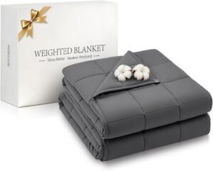RJOP Cooling Weighted Blanket for Adults (20lbs, 60″x80″) Heavy Blanket with Premium Glass, Queen Size Perfect for 190-210 lbs, Soft Breathable, Dark Grey