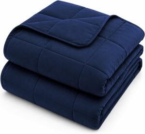 L’AGRATY Weighted Blanket – 48″x72″ 15lbs Cooling Breathable Heavy Blanket Microfiber Material with Glass Beads for Adult All-Season Summer Fall Winter Soft Thick Comfort