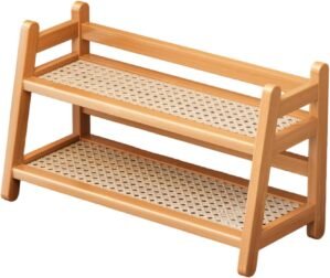 2-Tier Coffee Station Organizer, Bamboo Coffee Cup Holder for Counter top, Vintage Mug Organizer, Rustic Mug Holder for Kitchen