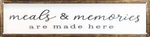 CSWLJS Farmhouse Kitchen Wall Decor Meals and Memories Are Made Here Sign Rustic Metal Kitchen Signs Dinning Room Wall Decor 4×16 In