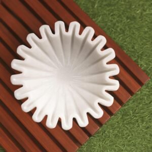 SWADESHI BLESSINGS HandCrafted Marble Ruffle Bowl/Antique Scallop Bowl/Fruit Bowl/Vintage Ring Dish/Decorative Flower Dish/HouseWarming Gift/Wedding Gifts/Urli (6 Inches)