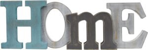 Linfevisi Wooden Home Sign Aqua Hanging Block Letters Sign Rustic Freestanding Wood Word Decor Decorative Home Table Sign Cutout Word Art Wall Decor (Home)
