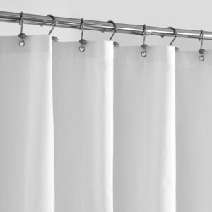 ALYVIA SPRING Waterproof Fabric Shower Curtain Liner with 3 Magnets – Soft Hotel Quality Cloth Shower Liner, Light-Weight & Machine Washable – Standard Size 72×72, White