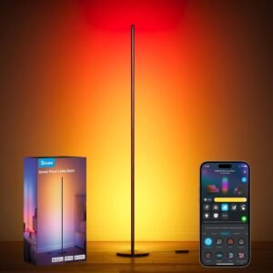 Govee RGBIC Floor Lamp Basic, 1000lm LED Corner Lamp Compatible with SmartThings, Alexa, and Matter, Modern Floor Lamp with Music Sync and 16 Million DIY Colors, Standing Lamp for Bedroom Living Room