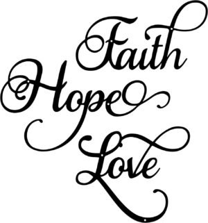 ESTART Faith Hope Love 3 Pieces Metal Wall Decor Inspirational Black Letter Sign Wall Art Rustic Vintage Farmhouse Word Metal Sign Family Wall Decor for Home Bedroom Living Room