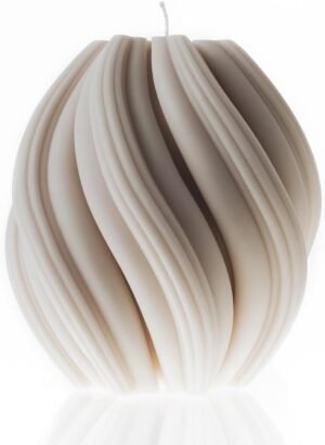 LAWA Swirl Candle – Beautiful Handmade Pillar Soy Wax Twirl Elegant Bubble Aesthetic Candle Housewarming Gift Home Room Shelf Decor Idea Spiral (White, Small)
