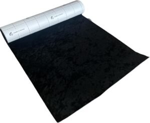Crushed Velvet Velour Fabric Wrap – Self Adhesive Film Sticker Decal Sheet for Car Interior Furniture Upholstery Drawer DIY Elastic Stretch Peel and Stick (Black, 16X55 Inches)