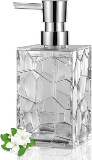 Hand Soap Dispenser, Clear Acrylic Plastic Liquid Pump Bottles Refillable Lotion Dispenser for Bathroom Decor Kitchen College Dorm