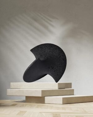UPWOIGH Large Black Ceramic Inspired Art, 8.6×9.45×8.6 in Handmade Statues Personalized Ceramic Balancing Sculpture for Living Room,Table Décor,1Pack