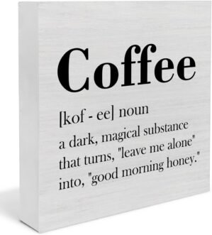 Coffee Bar Sign, Coffee Station Accessories, Farmhouse Kitchen Wooden Sign Table Desk Decor