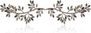 Hotop 2 Pieces Metal Tree Leaf Wall Decor Vine Olive Branch Leaf Wall Art Wrought Iron Scroll Sculptures Above the Bed, Living Room, Outdoor Decoration(Classic Style,Classic Color)