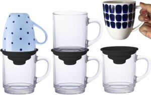 Mug Stacker Kitchen Cabinet Shelf Organizer for Cupboard and Pantry Organization – Expandable and Stackable Storage Solution for Tea Cups and Coffee Mugs – Save Space and Stay Organized (3Pcs Black)