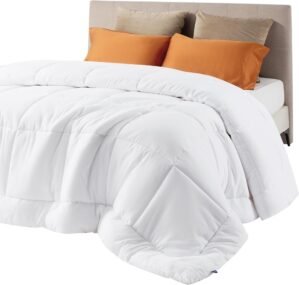 Bedsure Comforter Duvet Insert – Quilted Comforters Queen Size, All Season Duvet, GentleSoft Down Alternative Bedding Blanket, with 8 Tabs, Gifts for Women/Men, White, Queen 88 x 88 Inches