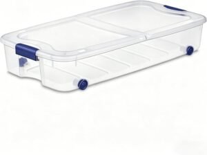 66 Quarts of Transparent Plastic Storage Box, with A Lockable Lid, Large Capacity Storage Box, Stackable and Durable, Suitable for Bedrooms, Garages, Tool Rooms, and Office Organization