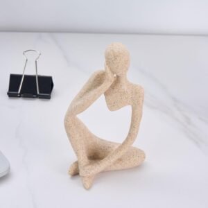 Modern Abstract Sculpture for Table Decor – Decorative Thinker Statue with Sandstone