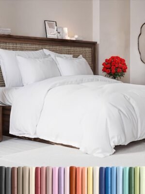 Duvet Cover Queen Size Set – Extra Soft Queen Duvet Cover 90″ x 90″ with 2 Pillow Shams for Women, Men, Kids & Teens – Hotel Luxury, Easy-Care w/Zipper Closures & Ties – Comfy and Breathable (White)