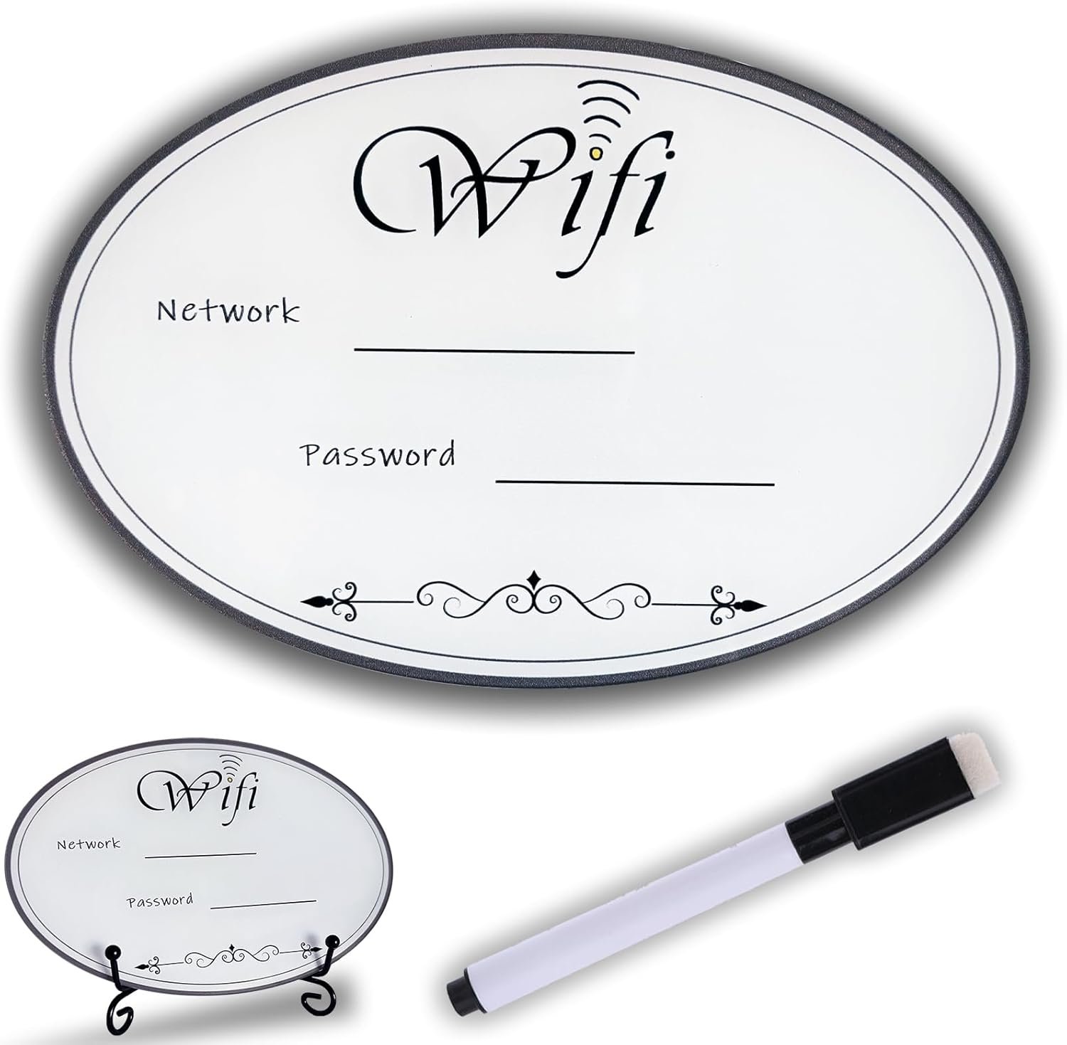 Wifi Password Sign,RAMIEYOO Acrylic Table Wifi designer Sign,Freestanding Whiteboard Style with Board Erasable Pen for Home Business Centerpieces,Guest Room,Stores,Cafes,Shops Tabletop Décor (White)