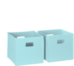 RiverRidge Folding Storage Bins with Handles Aqua Cube Storage Organizer for Closet, Bedroom & Playroom – Closet Organizers and Storage Set of 2