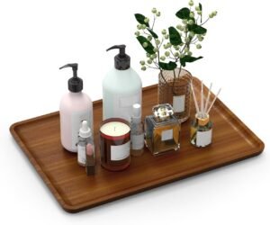 XZHXFX Bamboo Vanity Tray, Decorative Tray for Counter, Coffee Table, Kitchen, Bedroom (Large)